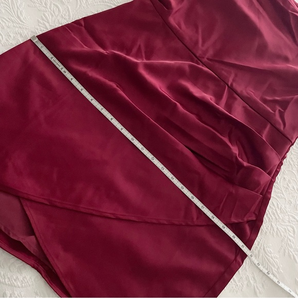 NWOT Lulus Midnight Chic Wine Red Satin Cowl Neck Mini Tulip Dress XLarge - Picture 6 of 6